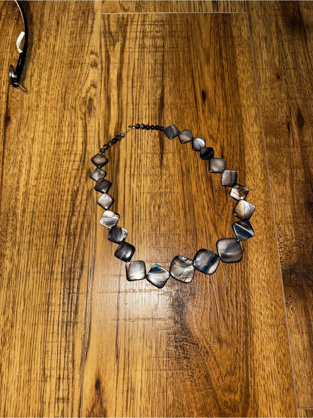 Hand Crafted Iridescent Gray Shell Mosaic Necklace